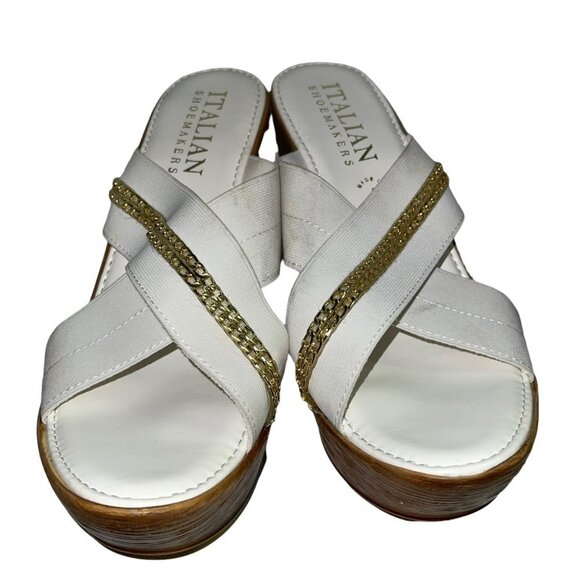 Italian Shoemaker White Wedge Sandals Size 9 - Picture 2 of 6